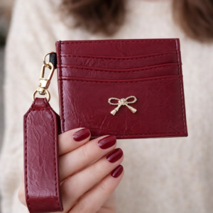 Bordo Fiyonk Detaylı Kartlık ve Anahtarlık